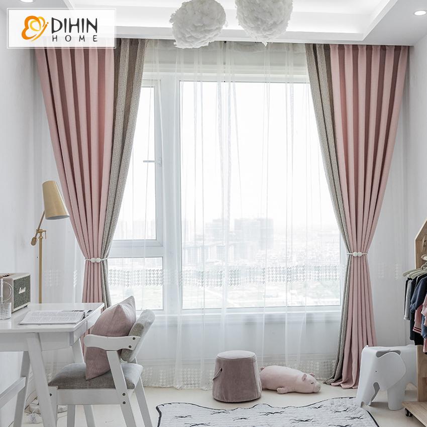 DIHIN HOME New Arrival Pink Color Fabric With Houndstooth Jacquard,Blackout Grommet Window Curtain for Living Room ,52x63-inch,1 Panel Roman Shades Curtains Window Blinds custom curtains blackout curtains curtains for living room sheer curtains curtain fabric linen curtains kitchen curtains velvet curtains pinch pleat curtains bay window curtains outdoor curtains pleated curtains floral curtains dining room curtains kitchen valances drapes for bedroom patio curtains nursery curtains grommet curtains