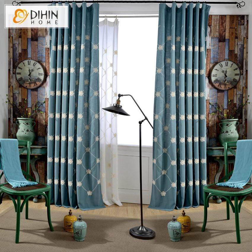 DIHIN HOME Noble White Flowers Embroidered,Blackout Grommet Window Curtain for Living Room ,52x63-inch,1 Panel Roman Shades Curtains Window Blinds custom curtains blackout curtains curtains for living room sheer curtains curtain fabric linen curtains kitchen curtains velvet curtains pinch pleat curtains bay window curtains outdoor curtains pleated curtains floral curtains dining room curtains kitchen valances drapes for bedroom patio curtains nursery curtains grommet curtains