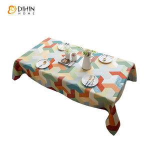 DIHIN HOME Nordic Abstract Geometry Printed Tablecloth For Rectangle Tables,Custom Washed Linen Tablecloth,Handmade Rectangle Table Cover Roman Shades Curtains Window Blinds custom curtains blackout curtains curtains for living room sheer curtains curtain fabric linen curtains kitchen curtains velvet curtains pinch pleat curtains bay window curtains outdoor curtains pleated curtains floral curtains dining room curtains kitchen valances drapes for bedroom patio curtains nursery curtains grommet curtains