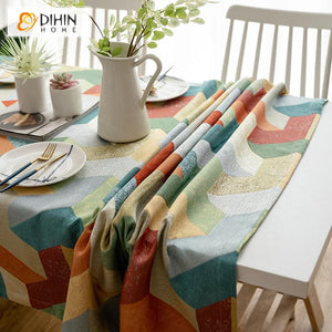 DIHIN HOME Nordic Abstract Geometry Printed Tablecloth For Rectangle Tables,Custom Washed Linen Tablecloth,Handmade Rectangle Table Cover Roman Shades Curtains Window Blinds custom curtains blackout curtains curtains for living room sheer curtains curtain fabric linen curtains kitchen curtains velvet curtains pinch pleat curtains bay window curtains outdoor curtains pleated curtains floral curtains dining room curtains kitchen valances drapes for bedroom patio curtains nursery curtains grommet curtains