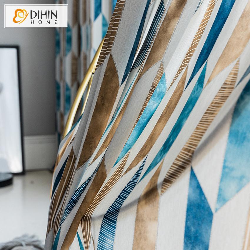 DIHIN HOME Nordic Blue Color Geometry Printed Curtain,Blackout Curtains Grommet Window Curtain for Living Room ,52x84-inch,1 Panel Roman Shades Curtains Window Blinds custom curtains blackout curtains curtains for living room sheer curtains curtain fabric linen curtains kitchen curtains velvet curtains pinch pleat curtains bay window curtains outdoor curtains pleated curtains floral curtains dining room curtains kitchen valances drapes for bedroom patio curtains nursery curtains grommet curtains