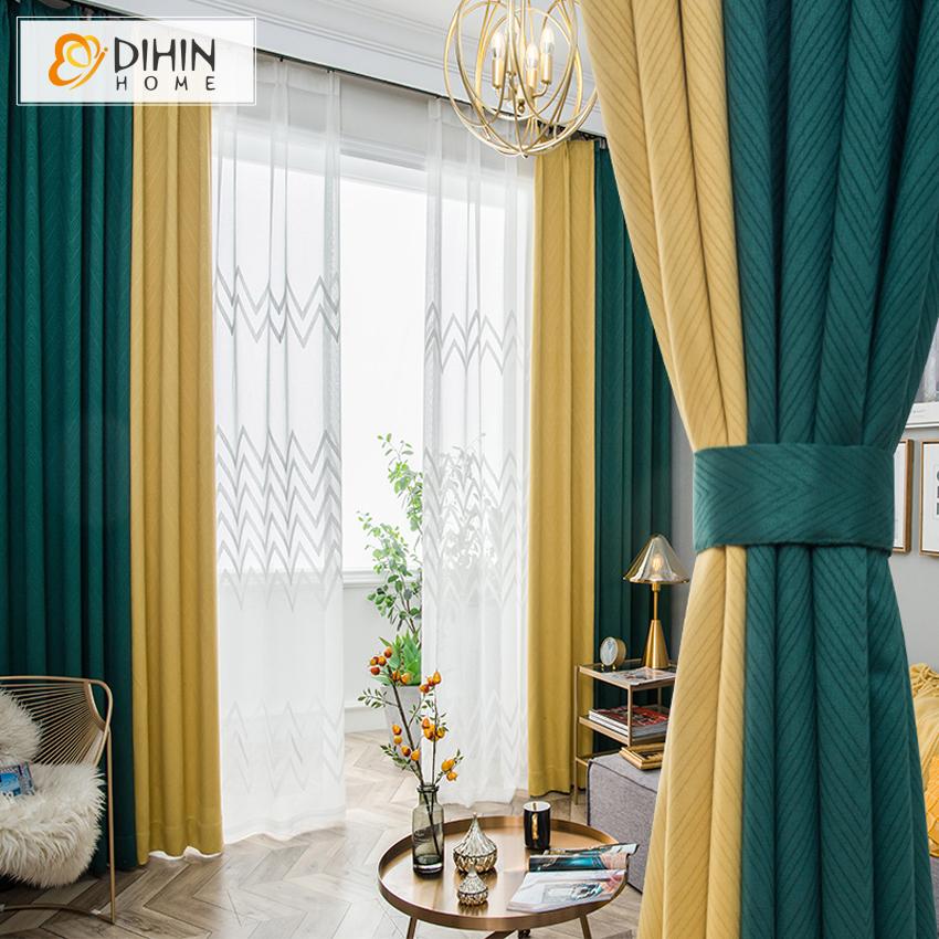 DIHIN HOME Nordic Modern Green and Yellow Waves  Printed,Blackout Curtains Grommet Window Curtain for Living Room ,52x63-inch,1 Panel Roman Shades Curtains Window Blinds custom curtains blackout curtains curtains for living room sheer curtains curtain fabric linen curtains kitchen curtains velvet curtains pinch pleat curtains bay window curtains outdoor curtains pleated curtains floral curtains dining room curtains kitchen valances drapes for bedroom patio curtains nursery curtains grommet curtains