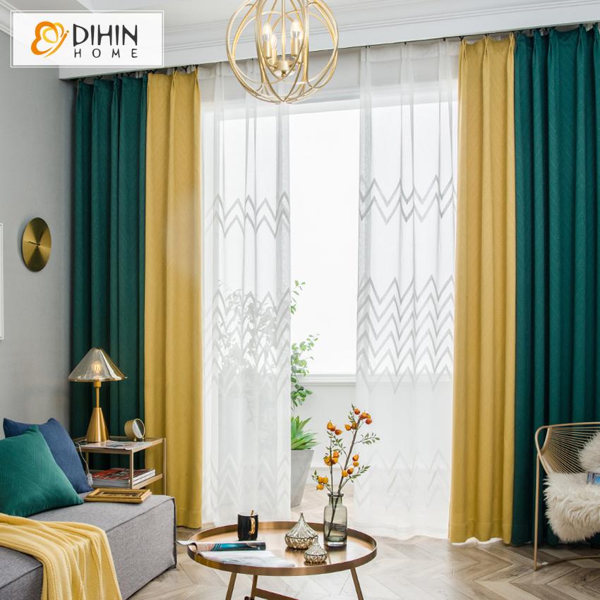 DIHIN HOME Nordic Modern Green and Yellow Waves  Printed,Blackout Curtains Grommet Window Curtain for Living Room ,52x63-inch,1 Panel Roman Shades Curtains Window Blinds custom curtains blackout curtains curtains for living room sheer curtains curtain fabric linen curtains kitchen curtains velvet curtains pinch pleat curtains bay window curtains outdoor curtains pleated curtains floral curtains dining room curtains kitchen valances drapes for bedroom patio curtains nursery curtains grommet curtains