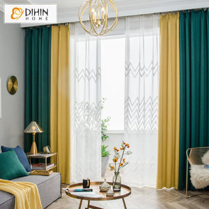 DIHIN HOME Nordic Modern Green and Yellow Waves  Printed,Blackout Curtains Grommet Window Curtain for Living Room ,52x63-inch,1 Panel Roman Shades Curtains Window Blinds custom curtains blackout curtains curtains for living room sheer curtains curtain fabric linen curtains kitchen curtains velvet curtains pinch pleat curtains bay window curtains outdoor curtains pleated curtains floral curtains dining room curtains kitchen valances drapes for bedroom patio curtains nursery curtains grommet curtains