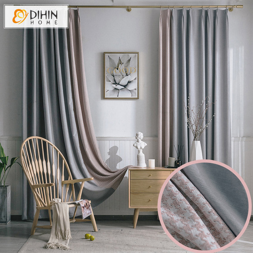 DIHIN HOME Nordic Modern Houndstooth Stitching Curtains,Blackout Grommet Window Curtain for Living Room ,52x63-inch,1 Panel Roman Shades Curtains Window Blinds custom curtains blackout curtains curtains for living room sheer curtains curtain fabric linen curtains kitchen curtains velvet curtains pinch pleat curtains bay window curtains outdoor curtains pleated curtains floral curtains dining room curtains kitchen valances drapes for bedroom patio curtains nursery curtains grommet curtains