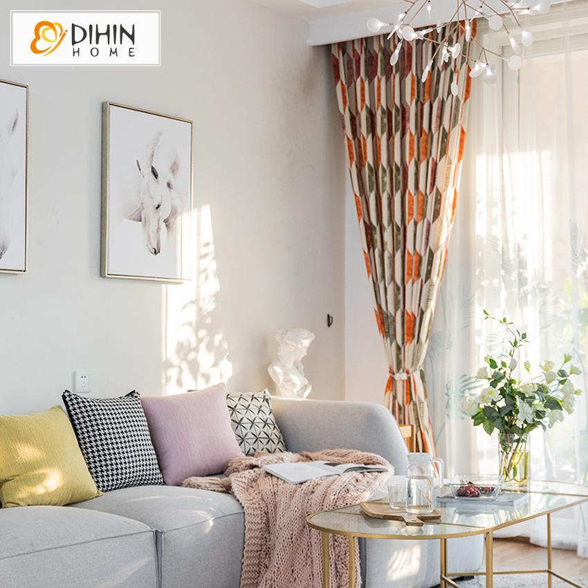 DIHIN HOME Nordic Orange Color Geometry Printed Curtain,Blackout Curtains Grommet Window Curtain for Living Room ,52x84-inch,1 Panel Roman Shades Curtains Window Blinds custom curtains blackout curtains curtains for living room sheer curtains curtain fabric linen curtains kitchen curtains velvet curtains pinch pleat curtains bay window curtains outdoor curtains pleated curtains floral curtains dining room curtains kitchen valances drapes for bedroom patio curtains nursery curtains grommet curtains