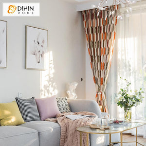 DIHIN HOME Nordic Orange Color Geometry Printed Curtain,Blackout Curtains Grommet Window Curtain for Living Room ,52x84-inch,1 Panel Roman Shades Curtains Window Blinds custom curtains blackout curtains curtains for living room sheer curtains curtain fabric linen curtains kitchen curtains velvet curtains pinch pleat curtains bay window curtains outdoor curtains pleated curtains floral curtains dining room curtains kitchen valances drapes for bedroom patio curtains nursery curtains grommet curtains