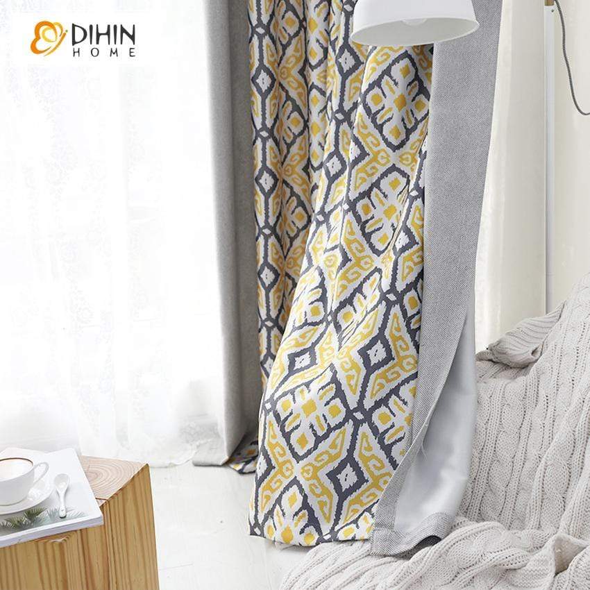 DIHIN HOME Nortic Geometric Printed Spliced Curtains，Blackout Grommet Window Curtain for Living Room ,52x63-inch,1 Panel Roman Shades Curtains Window Blinds custom curtains blackout curtains curtains for living room sheer curtains curtain fabric linen curtains kitchen curtains velvet curtains pinch pleat curtains bay window curtains outdoor curtains pleated curtains floral curtains dining room curtains kitchen valances drapes for bedroom patio curtains nursery curtains grommet curtains