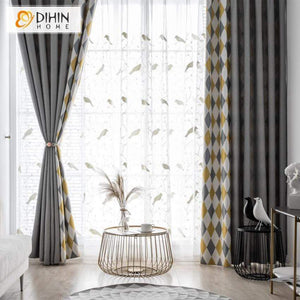 DIHIN HOME Nortic Geometric Spliced Curtains，Blackout Grommet Window Curtain for Living Room ,52x63-inch,1 Panel Roman Shades Curtains Window Blinds custom curtains blackout curtains curtains for living room sheer curtains curtain fabric linen curtains kitchen curtains velvet curtains pinch pleat curtains bay window curtains outdoor curtains pleated curtains floral curtains dining room curtains kitchen valances drapes for bedroom patio curtains nursery curtains grommet curtains