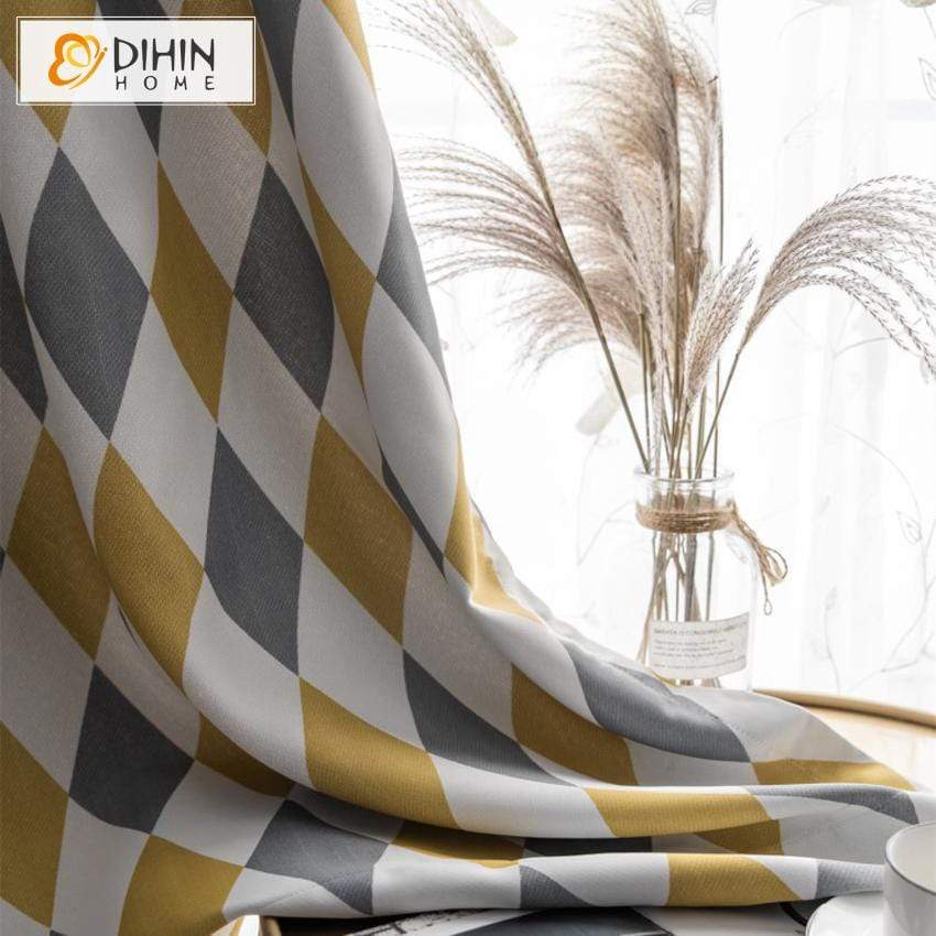 DIHIN HOME Nortic Geometric Spliced Curtains，Blackout Grommet Window Curtain for Living Room ,52x63-inch,1 Panel Roman Shades Curtains Window Blinds custom curtains blackout curtains curtains for living room sheer curtains curtain fabric linen curtains kitchen curtains velvet curtains pinch pleat curtains bay window curtains outdoor curtains pleated curtains floral curtains dining room curtains kitchen valances drapes for bedroom patio curtains nursery curtains grommet curtains
