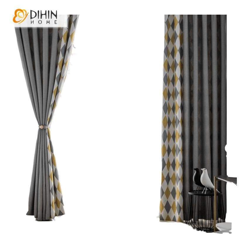 DIHIN HOME Nortic Geometric Spliced Curtains，Blackout Grommet Window Curtain for Living Room ,52x63-inch,1 Panel Roman Shades Curtains Window Blinds custom curtains blackout curtains curtains for living room sheer curtains curtain fabric linen curtains kitchen curtains velvet curtains pinch pleat curtains bay window curtains outdoor curtains pleated curtains floral curtains dining room curtains kitchen valances drapes for bedroom patio curtains nursery curtains grommet curtains