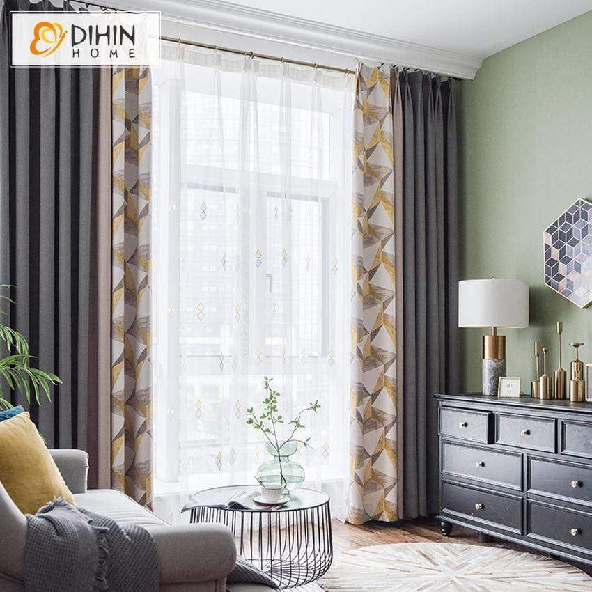 DIHIN HOME Nortic Geometric Spliced Curtains，Blackout Grommet Window Curtain for Living Room ,52x63-inch,1 Panel Roman Shades Curtains Window Blinds custom curtains blackout curtains curtains for living room sheer curtains curtain fabric linen curtains kitchen curtains velvet curtains pinch pleat curtains bay window curtains outdoor curtains pleated curtains floral curtains dining room curtains kitchen valances drapes for bedroom patio curtains nursery curtains grommet curtains