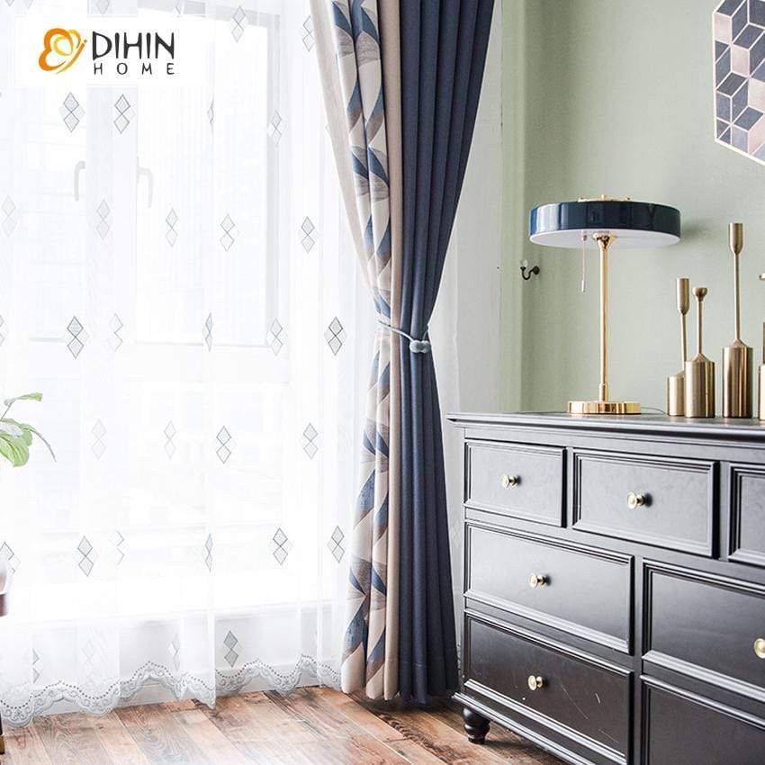 DIHIN HOME Nortic Geometric Spliced Curtains，Blackout Grommet Window Curtain for Living Room ,52x63-inch,1 Panel Roman Shades Curtains Window Blinds custom curtains blackout curtains curtains for living room sheer curtains curtain fabric linen curtains kitchen curtains velvet curtains pinch pleat curtains bay window curtains outdoor curtains pleated curtains floral curtains dining room curtains kitchen valances drapes for bedroom patio curtains nursery curtains grommet curtains