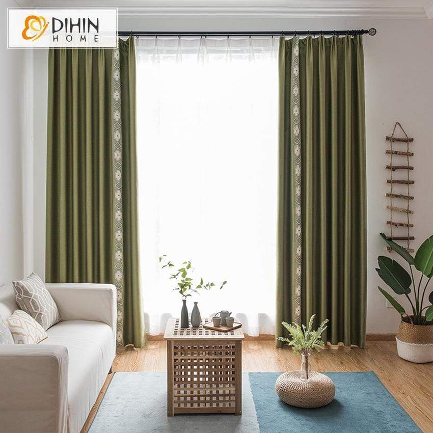 DIHIN HOME Ordinary White Pattern Embroidered,Blackout Grommet Window Curtain for Living Room ,52x63-inch,1 Panel Roman Shades Curtains Window Blinds custom curtains blackout curtains curtains for living room sheer curtains curtain fabric linen curtains kitchen curtains velvet curtains pinch pleat curtains bay window curtains outdoor curtains pleated curtains floral curtains dining room curtains kitchen valances drapes for bedroom patio curtains nursery curtains grommet curtains