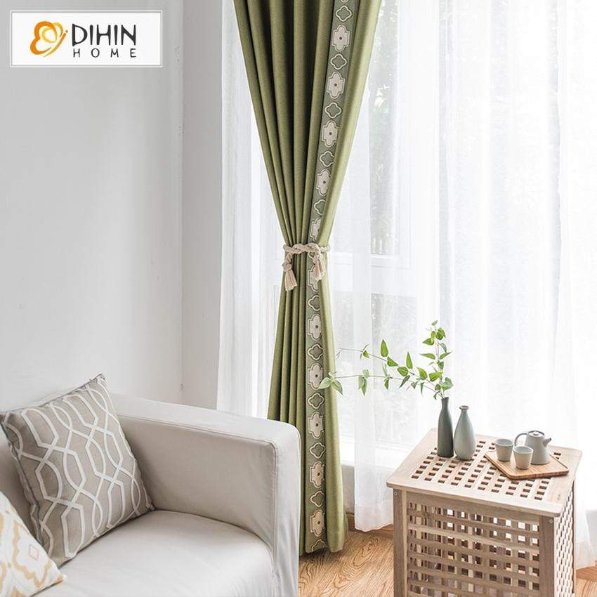 DIHIN HOME Ordinary White Pattern Embroidered,Blackout Grommet Window Curtain for Living Room ,52x63-inch,1 Panel Roman Shades Curtains Window Blinds custom curtains blackout curtains curtains for living room sheer curtains curtain fabric linen curtains kitchen curtains velvet curtains pinch pleat curtains bay window curtains outdoor curtains pleated curtains floral curtains dining room curtains kitchen valances drapes for bedroom patio curtains nursery curtains grommet curtains
