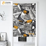 DIHIN HOME Parrot and Leaves Printed Japanese Noren Doorway Curtain Tapestry,Cotton Linen,Door Way Curtain Door Hanging Tapestry,33.5''Wx59''L,1 Panel Roman Shades Window Curtains Curtains Window Blinds Curtains Drapes linen drapery curtains and drapes windows drapes custom curtains blackout curtains curtains for living room window shades sheer curtains curtain fabric window treatments custom drapery
