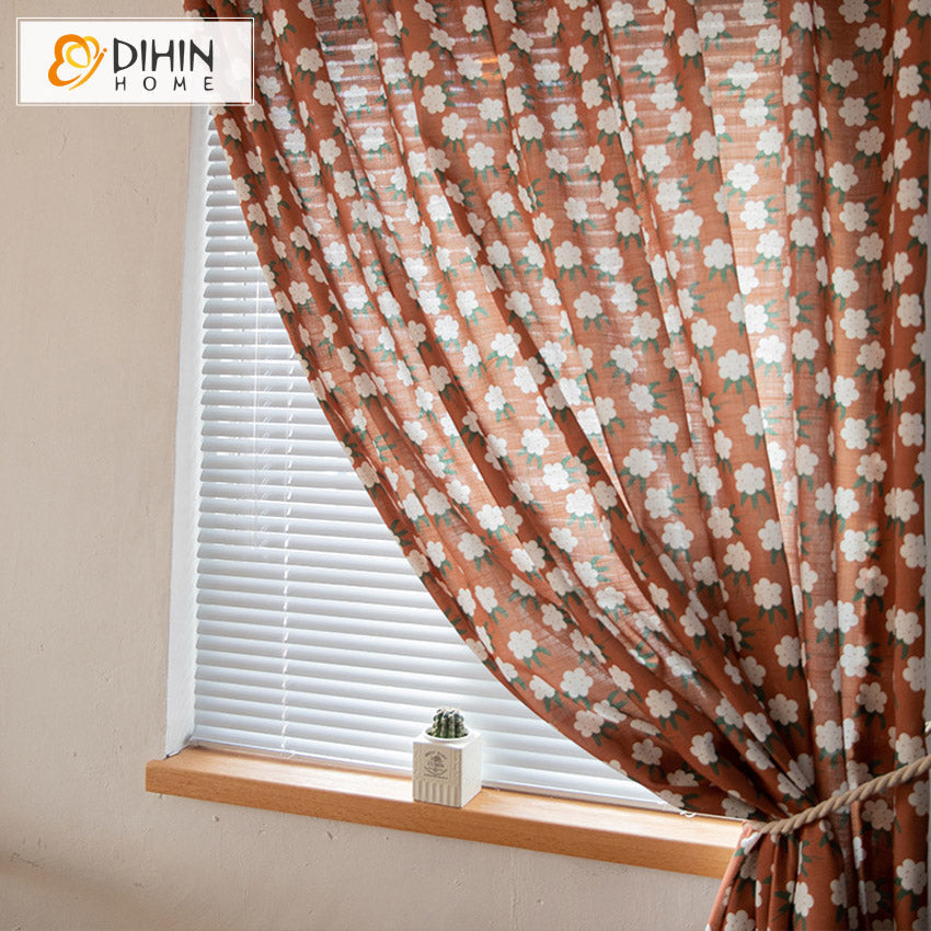 DIHIN HOME Pastoral American Cotton Linen Floral Printed,Blackout Grommet Window Curtain for Living Room ,52x63-inch,1 Panel Roman Shades Curtains Window Blinds custom curtains blackout curtains curtains for living room sheer curtains curtain fabric linen curtains kitchen curtains velvet curtains pinch pleat curtains bay window curtains outdoor curtains pleated curtains floral curtains dining room curtains kitchen valances drapes for bedroom patio curtains nursery curtains grommet curtains