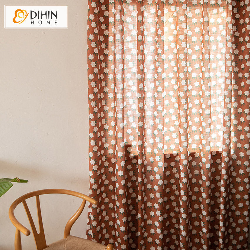 DIHIN HOME Pastoral American Cotton Linen Floral Printed,Blackout Grommet Window Curtain for Living Room ,52x63-inch,1 Panel Roman Shades Curtains Window Blinds custom curtains blackout curtains curtains for living room sheer curtains curtain fabric linen curtains kitchen curtains velvet curtains pinch pleat curtains bay window curtains outdoor curtains pleated curtains floral curtains dining room curtains kitchen valances drapes for bedroom patio curtains nursery curtains grommet curtains