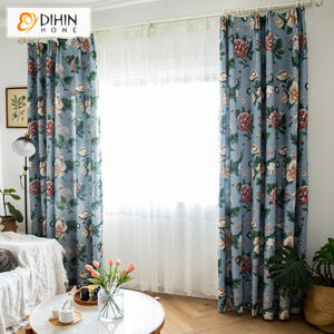 DIHIN HOME Pastoral American Cotton Linen Flowers Printed,Blackout Grommet Window Curtain for Living Room ,52x63-inch,1 Panel Roman Shades Curtains Window Blinds custom curtains blackout curtains curtains for living room sheer curtains curtain fabric linen curtains kitchen curtains velvet curtains pinch pleat curtains bay window curtains outdoor curtains pleated curtains floral curtains dining room curtains kitchen valances drapes for bedroom patio curtains nursery curtains grommet curtains