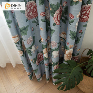DIHIN HOME Pastoral American Cotton Linen Flowers Printed,Blackout Grommet Window Curtain for Living Room ,52x63-inch,1 Panel Roman Shades Curtains Window Blinds custom curtains blackout curtains curtains for living room sheer curtains curtain fabric linen curtains kitchen curtains velvet curtains pinch pleat curtains bay window curtains outdoor curtains pleated curtains floral curtains dining room curtains kitchen valances drapes for bedroom patio curtains nursery curtains grommet curtains