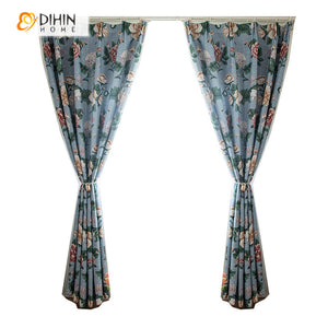 DIHIN HOME Pastoral American Cotton Linen Flowers Printed,Blackout Grommet Window Curtain for Living Room ,52x63-inch,1 Panel Roman Shades Curtains Window Blinds custom curtains blackout curtains curtains for living room sheer curtains curtain fabric linen curtains kitchen curtains velvet curtains pinch pleat curtains bay window curtains outdoor curtains pleated curtains floral curtains dining room curtains kitchen valances drapes for bedroom patio curtains nursery curtains grommet curtains