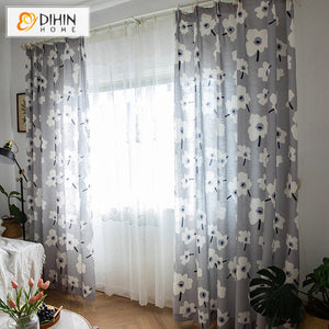 DIHIN HOME Pastoral American Cotton Linen White Camellia Printed,Blackout Grommet Window Curtain for Living Room ,52x63-inch,1 Panel Roman Shades Curtains Window Blinds custom curtains blackout curtains curtains for living room sheer curtains curtain fabric linen curtains kitchen curtains velvet curtains pinch pleat curtains bay window curtains outdoor curtains pleated curtains floral curtains dining room curtains kitchen valances drapes for bedroom patio curtains nursery curtains grommet curtains