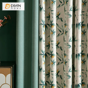 DIHIN HOME Pastoral American Green Leaves Printed,Blackout Grommet Window Curtain for Living Room ,52x63-inch,1 Panel Roman Shades Curtains Window Blinds custom curtains blackout curtains curtains for living room sheer curtains curtain fabric linen curtains kitchen curtains velvet curtains pinch pleat curtains bay window curtains outdoor curtains pleated curtains floral curtains dining room curtains kitchen valances drapes for bedroom patio curtains nursery curtains grommet curtains