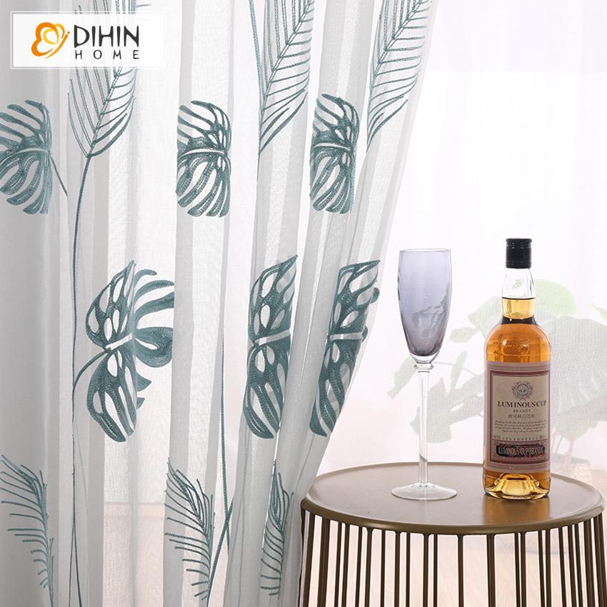 DIHIN HOME Pastoral Banana Leaves Embroidered,Sheer Curtain,Grommet Window Curtain for Living Room ,52x63-inch,1 Panel Roman Shades Curtains Window Blinds custom curtains blackout curtains curtains for living room sheer curtains curtain fabric linen curtains kitchen curtains velvet curtains pinch pleat curtains bay window curtains outdoor curtains pleated curtains floral curtains dining room curtains kitchen valances drapes for bedroom patio curtains nursery curtains grommet curtains