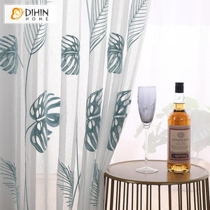 DIHIN HOME Pastoral Banana Leaves Embroidered,Sheer Curtain,Grommet Window Curtain for Living Room ,52x63-inch,1 Panel Roman Shades Curtains Window Blinds custom curtains blackout curtains curtains for living room sheer curtains curtain fabric linen curtains kitchen curtains velvet curtains pinch pleat curtains bay window curtains outdoor curtains pleated curtains floral curtains dining room curtains kitchen valances drapes for bedroom patio curtains nursery curtains grommet curtains