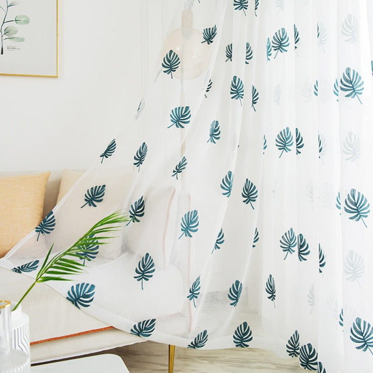 DIHIN HOME Pastoral Banana Leaves Embroidered,Sheer Curtain, Grommet Window Curtain for Living Room ,52x63-inch,1 Panel Roman Shades Curtains Window Blinds custom curtains blackout curtains curtains for living room sheer curtains curtain fabric linen curtains kitchen curtains velvet curtains pinch pleat curtains bay window curtains outdoor curtains pleated curtains floral curtains dining room curtains kitchen valances drapes for bedroom patio curtains nursery curtains grommet curtains