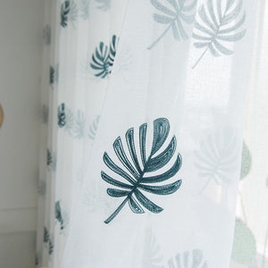 DIHIN HOME Pastoral Banana Leaves Embroidered,Sheer Curtain, Grommet Window Curtain for Living Room ,52x63-inch,1 Panel Roman Shades Curtains Window Blinds custom curtains blackout curtains curtains for living room sheer curtains curtain fabric linen curtains kitchen curtains velvet curtains pinch pleat curtains bay window curtains outdoor curtains pleated curtains floral curtains dining room curtains kitchen valances drapes for bedroom patio curtains nursery curtains grommet curtains