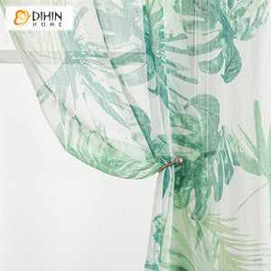 DIHIN HOME Pastoral Banana Leaves Printed Sheer Curtains,Grommet Window Curtain for Living Room ,52x63-inch,1 Panel Roman Shades Curtains Window Blinds custom curtains blackout curtains curtains for living room sheer curtains curtain fabric linen curtains kitchen curtains velvet curtains pinch pleat curtains bay window curtains outdoor curtains pleated curtains floral curtains dining room curtains kitchen valances drapes for bedroom patio curtains nursery curtains grommet curtains