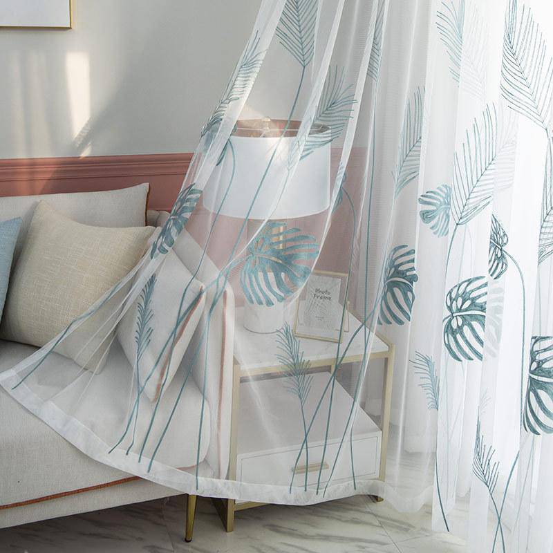 DIHIN HOME Pastoral Banana Tree Cotton Linen Embroidered Day Curtain ,Sheer Curtain, Grommet Window Curtain for Living Room ,52x63-inch,1 Panel Roman Shades Curtains Window Blinds custom curtains blackout curtains curtains for living room sheer curtains curtain fabric linen curtains kitchen curtains velvet curtains pinch pleat curtains bay window curtains outdoor curtains pleated curtains floral curtains dining room curtains kitchen valances drapes for bedroom patio curtains nursery curtains grommet curtain