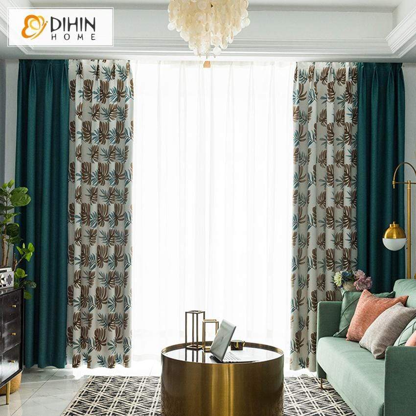 DIHIN HOME Pastoral Banana Tree Spliced Curtains，Blackout Grommet Window Curtain for Living Room ,52x63-inch,1 Panel Roman Shades Curtains Window Blinds custom curtains blackout curtains curtains for living room sheer curtains curtain fabric linen curtains kitchen curtains velvet curtains pinch pleat curtains bay window curtains outdoor curtains pleated curtains floral curtains dining room curtains kitchen valances drapes for bedroom patio curtains nursery curtains grommet curtains
