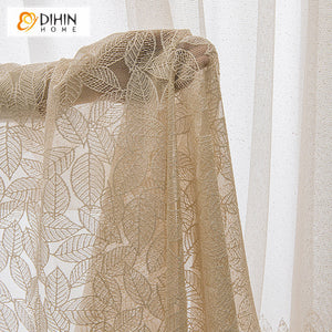 DIHIN HOME Pastoral Beige Leaves Embroidered,Sheer Curtain,Blackout Grommet Window Curtain for Living Room ,52x63-inch,1 Panel Roman Shades Curtains Window Blinds custom curtains blackout curtains curtains for living room sheer curtains curtain fabric linen curtains kitchen curtains velvet curtains pinch pleat curtains bay window curtains outdoor curtains pleated curtains floral curtains dining room curtains kitchen valances drapes for bedroom patio curtains nursery curtains grommet curtains