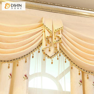 DIHIN HOME Pastoral Beige Peacock Embroidered Curtain Luxury Valance ,Blackout Curtains Grommet Window Curtain for Living Room ,52x84-inch,1 Panel Roman Shades Curtains Window Blinds custom curtains blackout curtains curtains for living room sheer curtains curtain fabric linen curtains kitchen curtains velvet curtains pinch pleat curtains bay window curtains outdoor curtains pleated curtains floral curtains dining room curtains kitchen valances drapes for bedroom patio curtains nursery curtains grommet curt