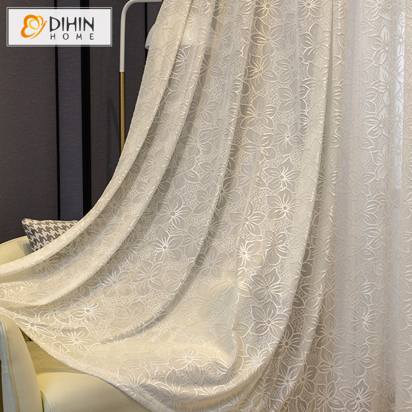 DIHIN HOME Pastoral Big Flowers Embroidered Sheer Curtain, Grommet Window Curtain for Living Room ,52x63-inch,1 Panel Roman Shades Curtains Window Blinds custom curtains blackout curtains curtains for living room sheer curtains curtain fabric linen curtains kitchen curtains velvet curtains pinch pleat curtains bay window curtains outdoor curtains pleated curtains floral curtains dining room curtains kitchen valances drapes for bedroom patio curtains nursery curtains grommet curtains