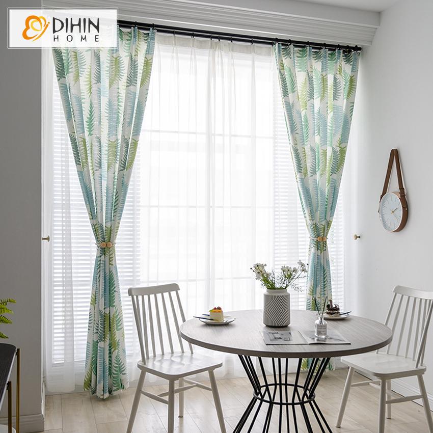DIHIN HOME Pastoral Big Leaves Printed Curtain ,Cotton Linen ,Blackout Grommet Window Curtain for Living Room ,52x63-inch,1 Panel Roman Shades Curtains Window Blinds custom curtains blackout curtains curtains for living room sheer curtains curtain fabric linen curtains kitchen curtains velvet curtains pinch pleat curtains bay window curtains outdoor curtains pleated curtains floral curtains dining room curtains kitchen valances drapes for bedroom patio curtains nursery curtains grommet curtains