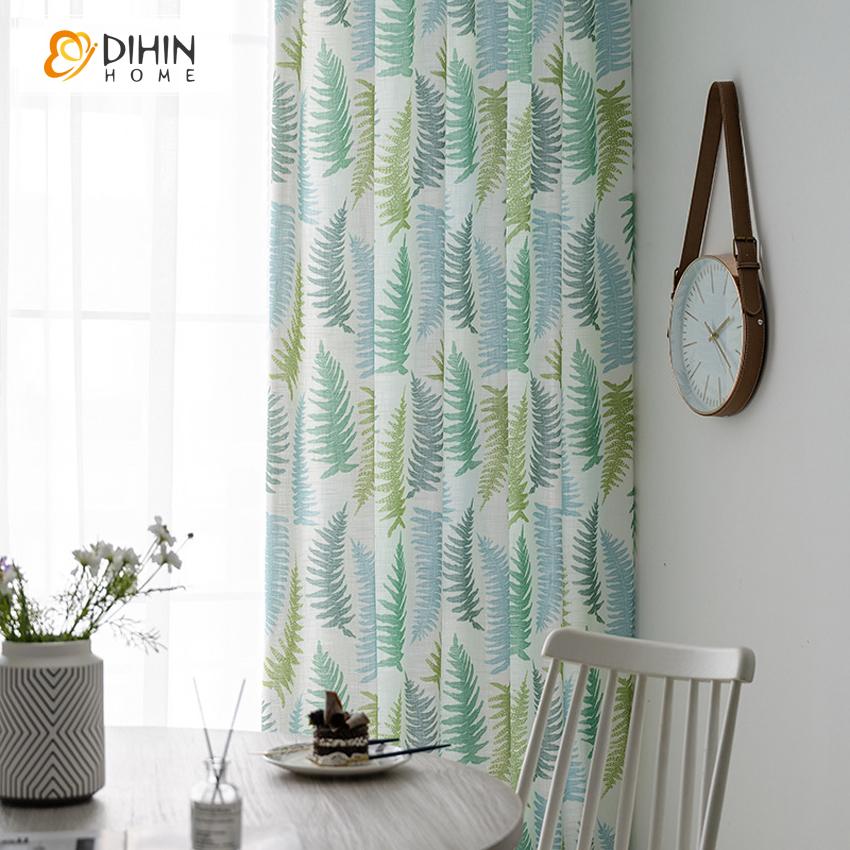 DIHIN HOME Pastoral Big Leaves Printed Curtain ,Cotton Linen ,Blackout Grommet Window Curtain for Living Room ,52x63-inch,1 Panel Roman Shades Curtains Window Blinds custom curtains blackout curtains curtains for living room sheer curtains curtain fabric linen curtains kitchen curtains velvet curtains pinch pleat curtains bay window curtains outdoor curtains pleated curtains floral curtains dining room curtains kitchen valances drapes for bedroom patio curtains nursery curtains grommet curtains