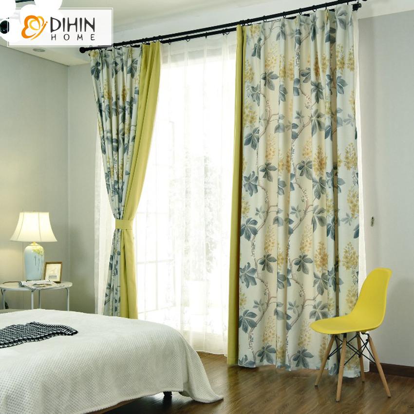 DIHIN HOME Pastoral Big Leaves Printed Curtains With Yellow Fabric,Blackout Grommet Window Curtain for Living Room ,52x63-inch,1 Panel Roman Shades Curtains Window Blinds custom curtains blackout curtains curtains for living room sheer curtains curtain fabric linen curtains kitchen curtains velvet curtains pinch pleat curtains bay window curtains outdoor curtains pleated curtains floral curtains dining room curtains kitchen valances drapes for bedroom patio curtains nursery curtains grommet curtains