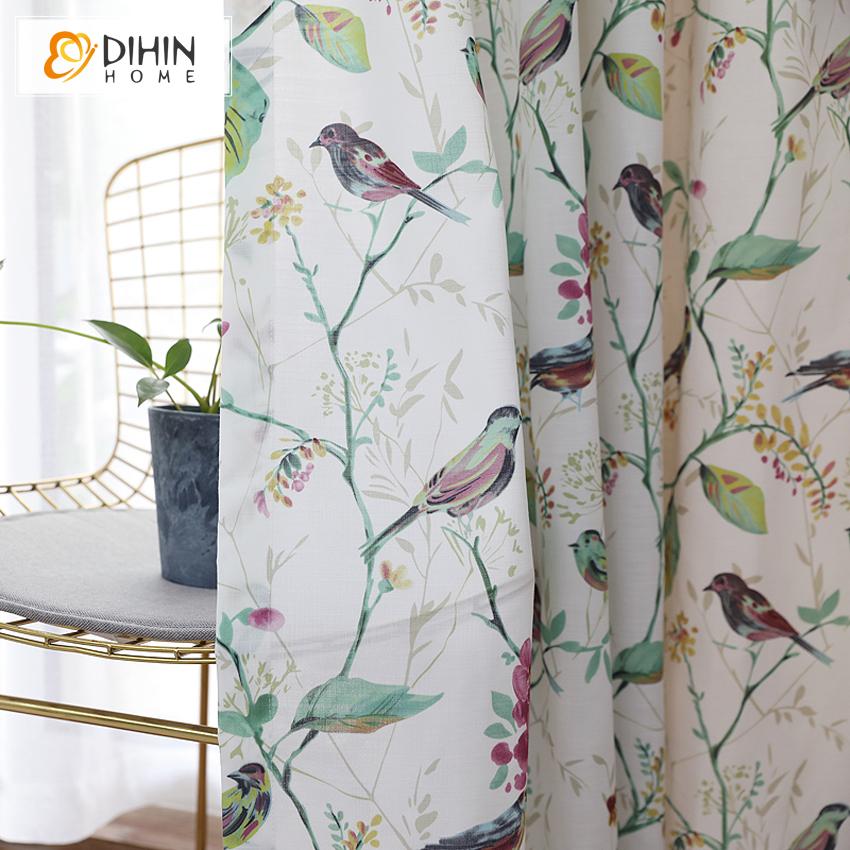 DIHIN HOME Pastoral Bird and Flower Printed,Blackout Grommet Window Curtain for Living Room ,52x63-inch,1 Panel Roman Shades Curtains Window Blinds custom curtains blackout curtains curtains for living room sheer curtains curtain fabric linen curtains kitchen curtains velvet curtains pinch pleat curtains bay window curtains outdoor curtains pleated curtains floral curtains dining room curtains kitchen valances drapes for bedroom patio curtains nursery curtains grommet curtains
