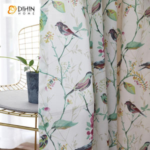 DIHIN HOME Pastoral Bird and Flower Printed,Blackout Grommet Window Curtain for Living Room ,52x63-inch,1 Panel Roman Shades Curtains Window Blinds custom curtains blackout curtains curtains for living room sheer curtains curtain fabric linen curtains kitchen curtains velvet curtains pinch pleat curtains bay window curtains outdoor curtains pleated curtains floral curtains dining room curtains kitchen valances drapes for bedroom patio curtains nursery curtains grommet curtains