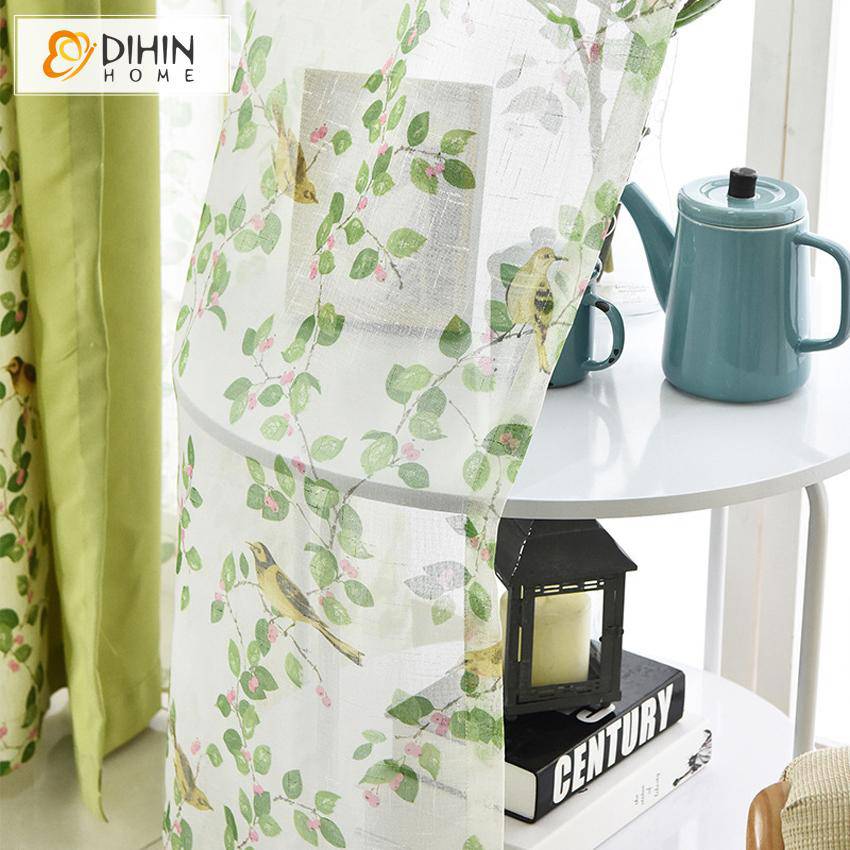 DIHIN HOME Pastoral Bird and Flower Printed Curtains ,Blackout Grommet Window Curtain for Living Room ,52x63-inch,1 Panel Roman Shades Curtains Window Blinds custom curtains blackout curtains curtains for living room sheer curtains curtain fabric linen curtains kitchen curtains velvet curtains pinch pleat curtains bay window curtains outdoor curtains pleated curtains floral curtains dining room curtains kitchen valances drapes for bedroom patio curtains nursery curtains grommet curtains