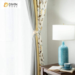 DIHIN HOME Pastoral Bird and Tree Printed Spliced Curtains，Blackout Grommet Window Curtain for Living Room ,52x63-inch,1 Panel Roman Shades Curtains Window Blinds custom curtains blackout curtains curtains for living room sheer curtains curtain fabric linen curtains kitchen curtains velvet curtains pinch pleat curtains bay window curtains outdoor curtains pleated curtains floral curtains dining room curtains kitchen valances drapes for bedroom patio curtains nursery curtains grommet curtains