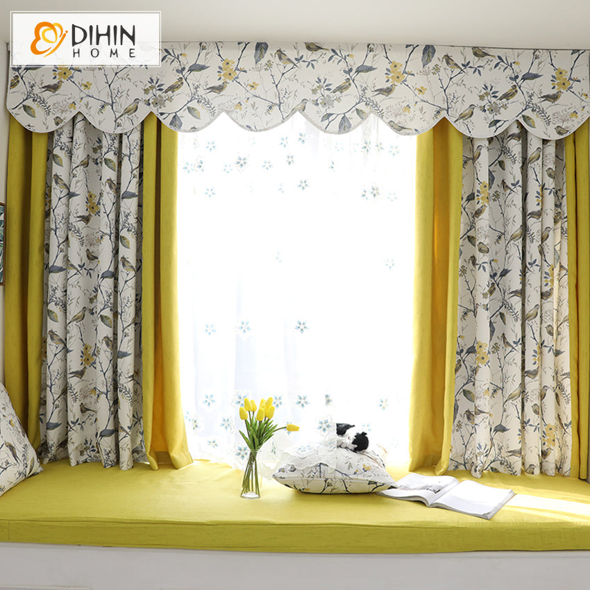 DIHIN HOME Pastoral Bird and Tree Printed Valance ,Blackout Curtains Grommet Window Curtain for Living Room ,52x84-inch,1 Panel Roman Shades Curtains Window Blinds custom curtains blackout curtains curtains for living room sheer curtains curtain fabric linen curtains kitchen curtains velvet curtains pinch pleat curtains bay window curtains outdoor curtains pleated curtains floral curtains dining room curtains kitchen valances drapes for bedroom patio curtains nursery curtains grommet curtains