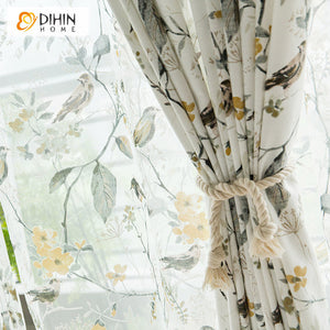 DIHIN HOME Pastoral Bird Printed,Blackout Grommet Window Curtain for Living Room ,52x63-inch,1 Panel Roman Shades Curtains Window Blinds custom curtains blackout curtains curtains for living room sheer curtains curtain fabric linen curtains kitchen curtains velvet curtains pinch pleat curtains bay window curtains outdoor curtains pleated curtains floral curtains dining room curtains kitchen valances drapes for bedroom patio curtains nursery curtains grommet curtains