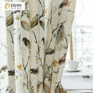 DIHIN HOME Pastoral Bird Printed,Blackout Grommet Window Curtain for Living Room ,52x63-inch,1 Panel Roman Shades Curtains Window Blinds custom curtains blackout curtains curtains for living room sheer curtains curtain fabric linen curtains kitchen curtains velvet curtains pinch pleat curtains bay window curtains outdoor curtains pleated curtains floral curtains dining room curtains kitchen valances drapes for bedroom patio curtains nursery curtains grommet curtains