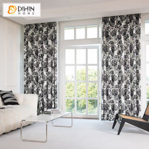 DIHIN HOME Pastoral Black Pattern Printed,Blackout Grommet Window Curtain for Living Room ,52x63-inch,1 Panel Roman Shades Curtains Window Blinds custom curtains blackout curtains curtains for living room sheer curtains curtain fabric linen curtains kitchen curtains velvet curtains pinch pleat curtains bay window curtains outdoor curtains pleated curtains floral curtains dining room curtains kitchen valances drapes for bedroom patio curtains nursery curtains grommet curtains
