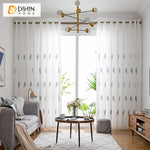 DIHIN HOME Pastoral Blue and Grey Wheat Head White Sheer Curtain,Grommet Window Curtain for Living Room ,52x63-inch,1 Panel Curtains custom curtains blackout curtains curtains for living room curtain fabric linen curtains