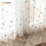 DIHIN HOME Pastoral Blue Butterfly Embroidered,Sheer Curtain,Grommet Window Curtain for Living Room ,52x63-inch,1 Panel Curtains custom curtains blackout curtains curtains for living room curtain fabric linen curtains